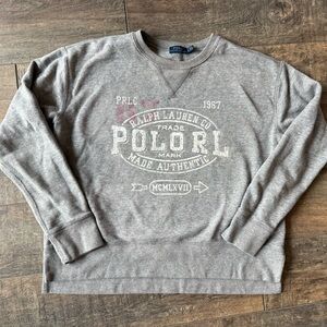 Ralph Lauren Gray Crew Neck Sweater with Vintage Style